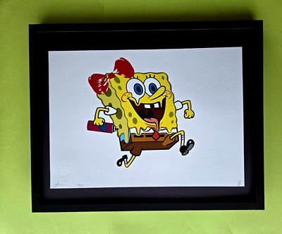 Death NYC LG Framed 16x20in Pop Art Original SPONGE BOB HAPPIER THAN EVER COA 10