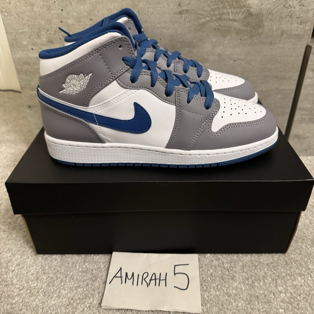 Nike Air Jordan Mid True Blue Cement GS UK6 US7Y DQ8423-014