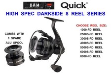 CLEARANCE HIGH SPEC DAM QUICK DARKSIDE 8 FD SPINNING REEL+ONE SPARE SPOOL