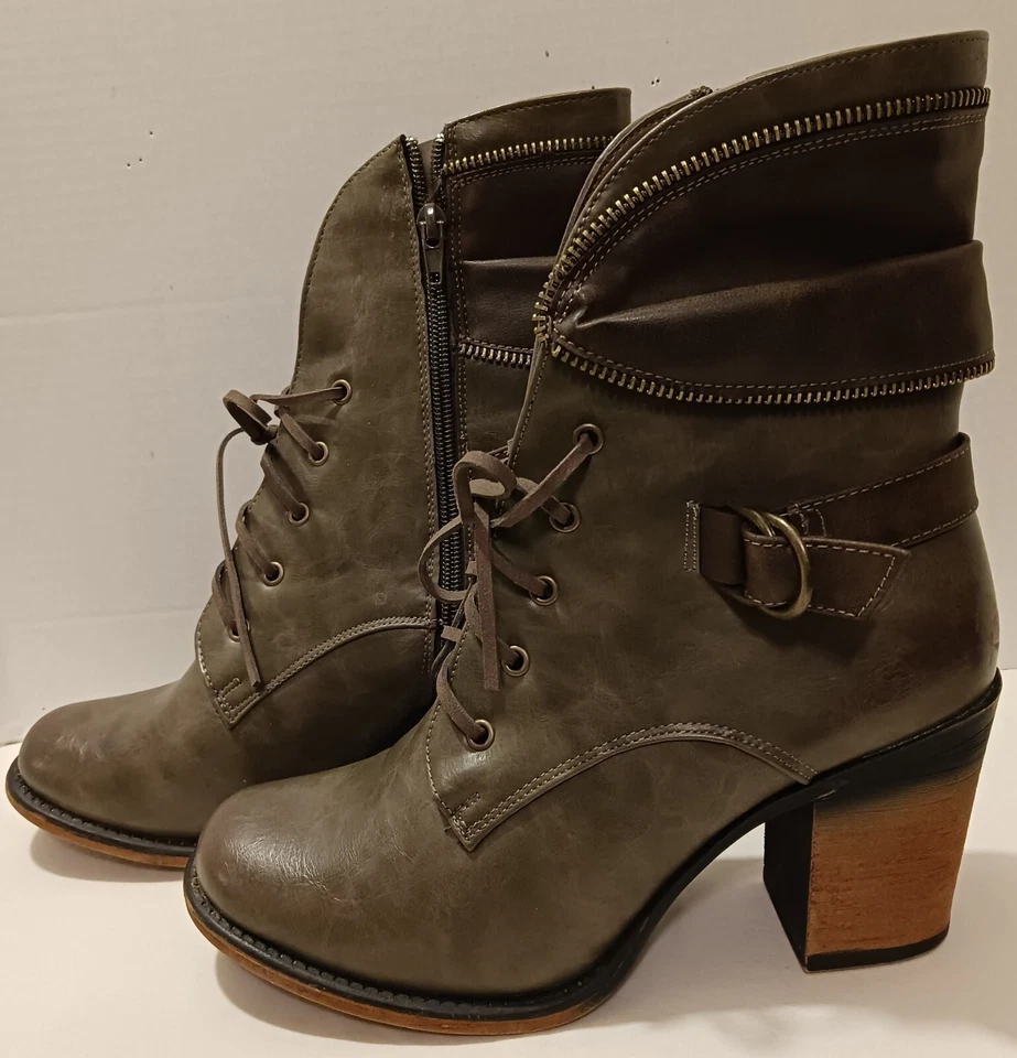 Женские кожаные сапоги Pierre Dumas Ravenna на шнуровке и молнии размер 10 M - Изображение 2 из 4
