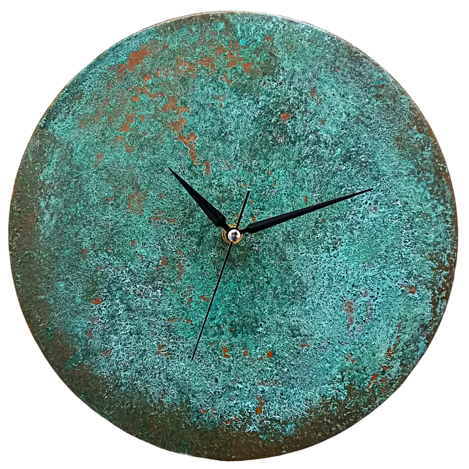 Reloj de Pared Moderno Mediados de Siglo Turquesa Cobre Metal Art Deco Arte de Pared Decoración Foto 2 de 4