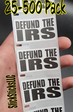 "DEFUND THE IRS" Stickers 25-500 Pack decals labels abolish dismantle end taxes