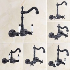 Black Oil Rubbed Brass Kitchen Faucet Bathroom Sink Mixer Tap Wall Mount ezh029