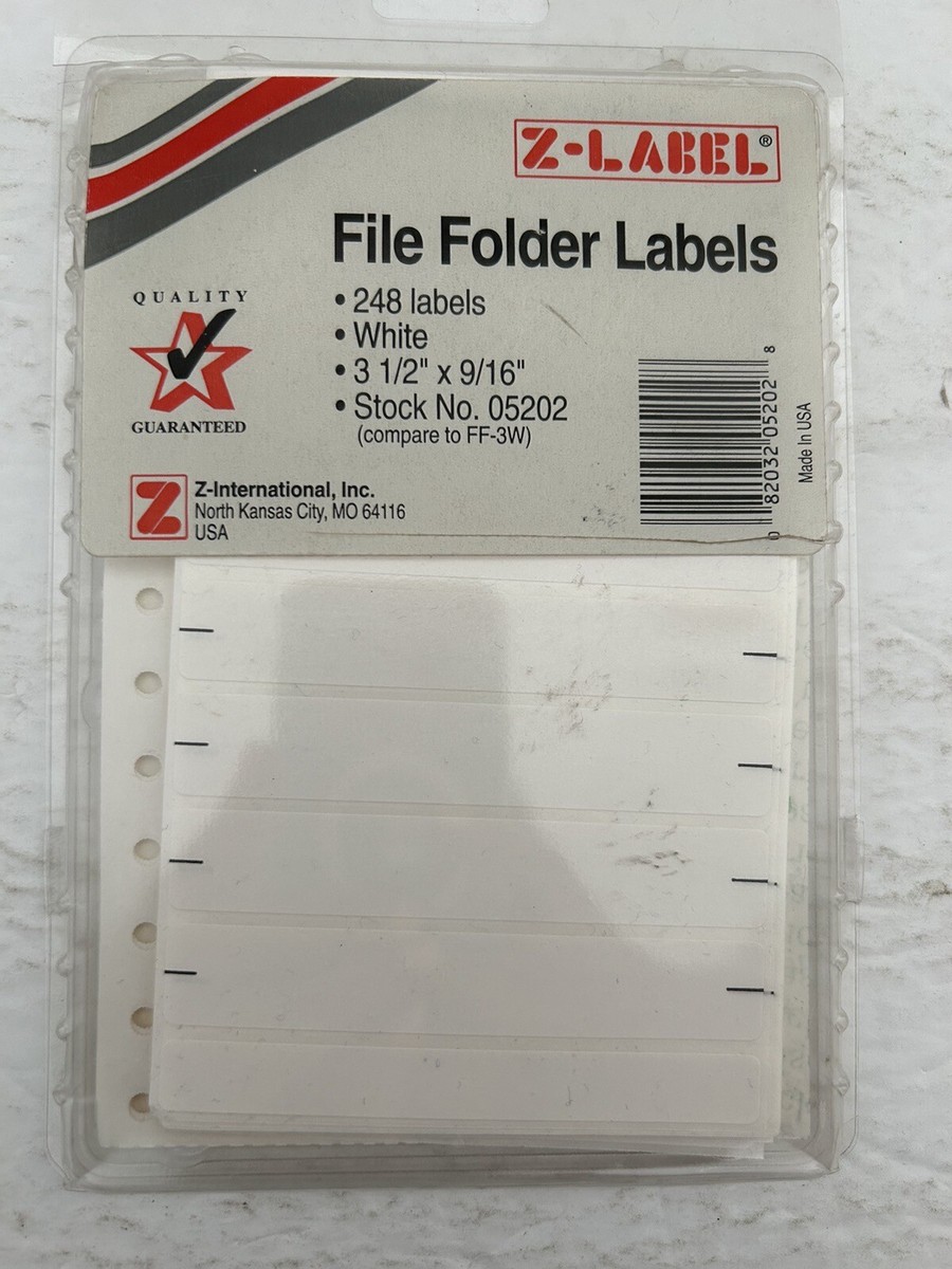Z-Label File Folder White Labels 3 1/2