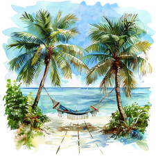 Wall Decal Sticker Tropical Summer Beach Wall Sticker 18X18cm Large