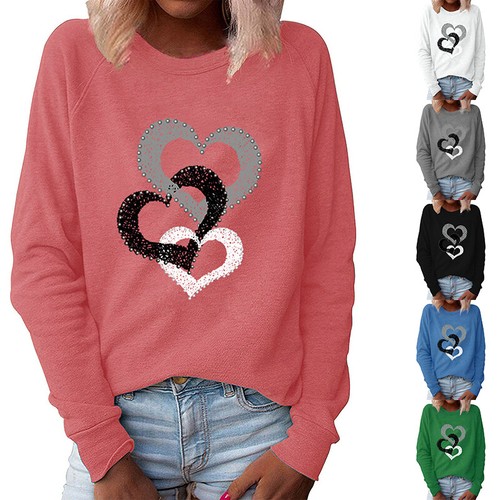 Women's Loose Fit Heart Printed 