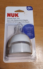 NUK Nipples Smooth Flow Pro 0 m Anti-Colic Silicon Nipple Collar 2 Collars
