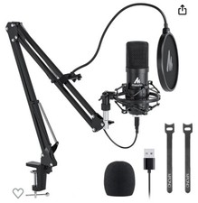 USB 192Khz/24Bit Plug Play PC Computer Podcast Condenser Cardioid Metal Mic Kit