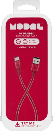 Modal - 10FT USB-C to USB-A Charge & Sync Cable - Red - 第 1/6 張圖片
