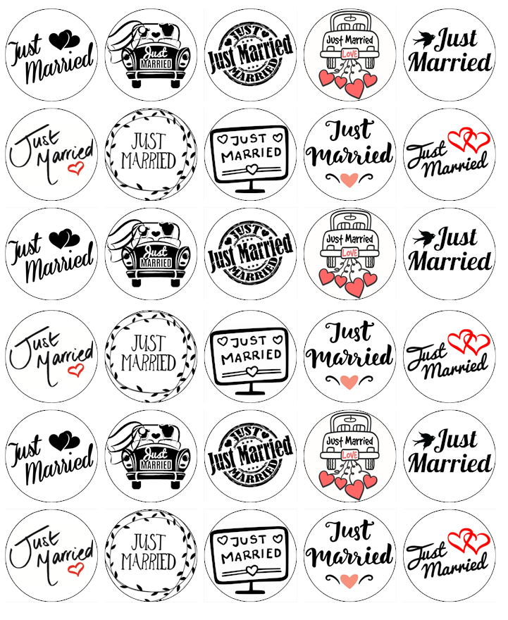 30x Wedding Just Married Cupcake Toppers Edible Wafer Paper Fairy Cake