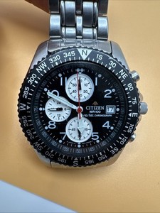 Vintage Citizen Men's Watch Promaster 0610-H03299 Reverse Panda 40mm Chronograph