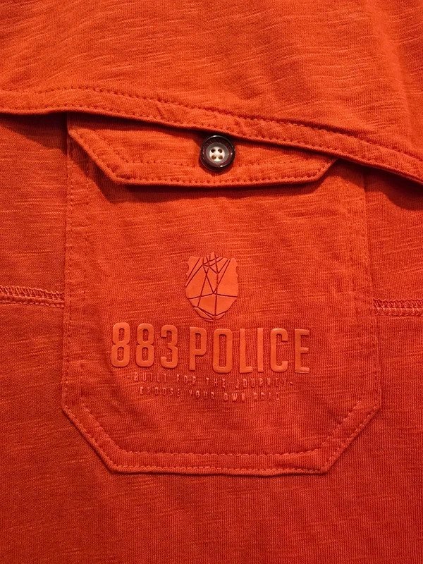 Police 883 Orange Lenny Pocket T-Shirt - Size 5 (L) image 4