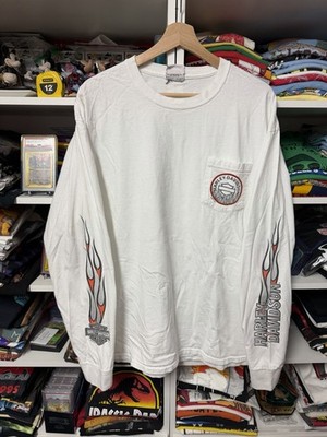 Harley Davidson Men s Long sleeve Shirt Sz XL Flames Skill Y2K Biker Streetwear