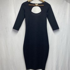 Silence + Noise Kaige Texture Scoop Neck Body-Con Midi Dress Women Small Black