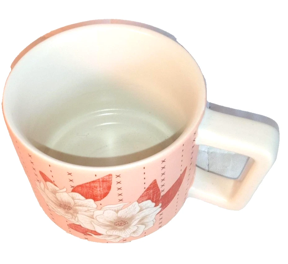 Taza de café Starbucks 12 oz rosa floral cerámica 355 ml mango cuadrado té Foto 2 de 4