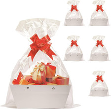 Baskets for Gifts Empty, 5 PCS White Gift Bags with Handles DIY Kit, Gift Basket