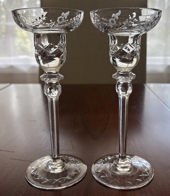 Rogaska GALLIA CRYSTAL Candle Holder (7 3/4 )  PAIR SET OF 2 Mint!