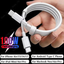 PD 100W Fast Charger USB-C Type C Cable For iPhone 17 16 15 iPad Macbook Air Lot