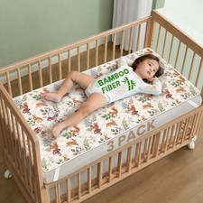 Crib Mattress Protector Viscose from Bamboo 3 Pack, 100 Waterproof Absorbent...