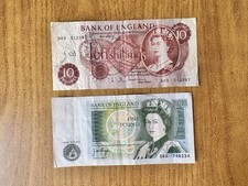 Los Von 2 Banknoten ENGLAND 10 SHILLINGS + 1 POUND