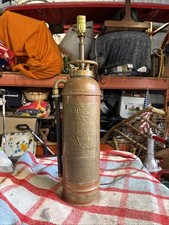 Vintage American Fire Extinguisher Converted Into Lamp Brass And Copper