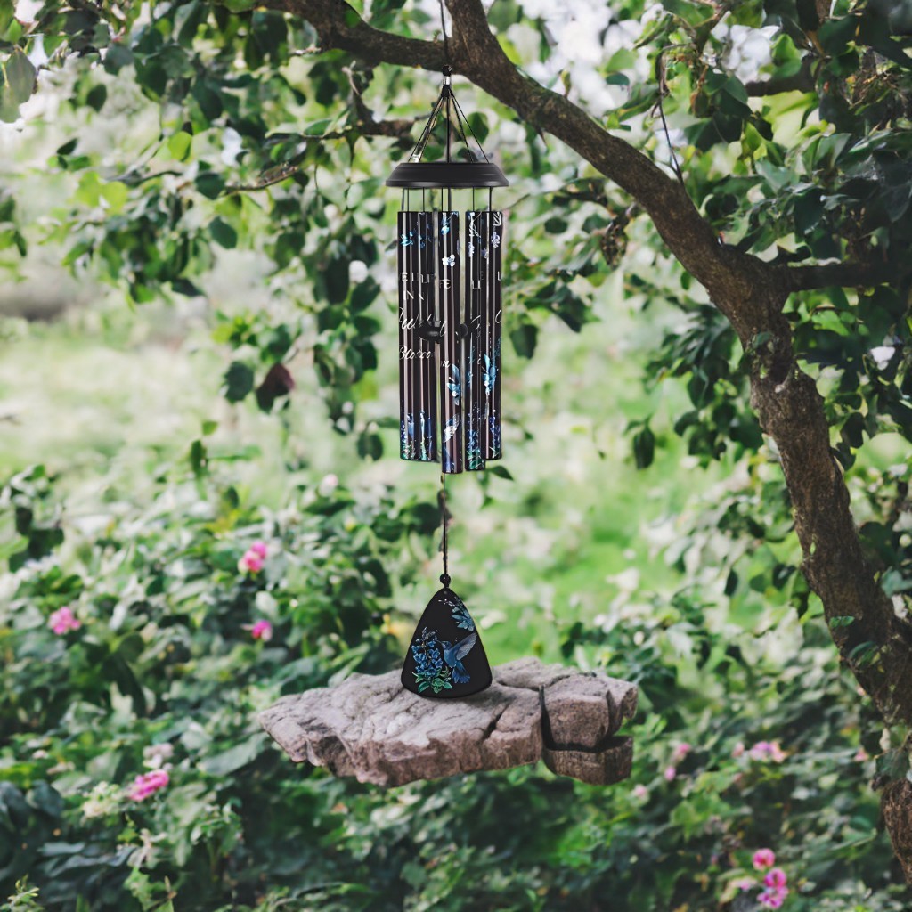 30"Long Hummingbird Stamped Tube Wind Chime Ornament Garden 