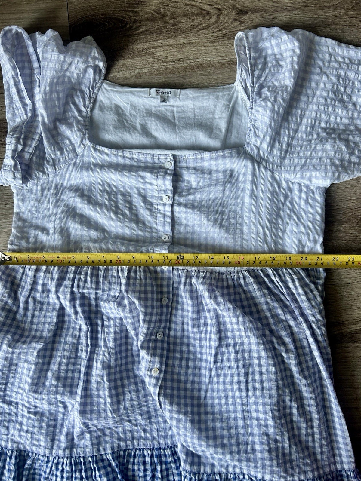 Madewell Patchwork GinghamButton Front Tiered Mid… - image 12