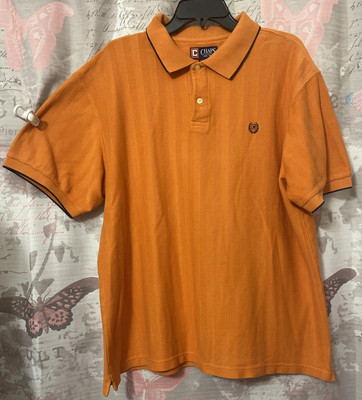 CHAPS Men Shirt Extra Large Orange Short Sleeve Button Cotton Casual Logo Top