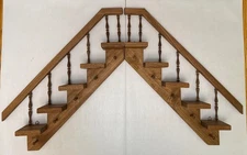 Vintage Handmade Stair Step Shelf Staircase Set Solid Oak Turned Spindles Pegs