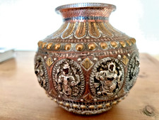 Antique Indian India brass copper and silver kalasha lots Hindu religious ritual