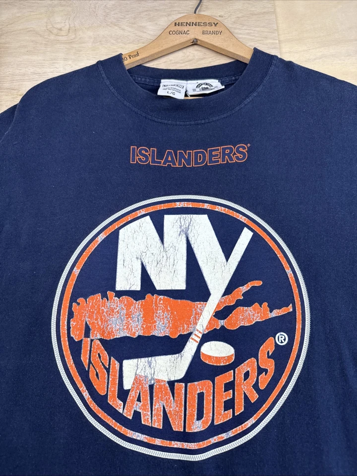 复古 CCM 纽约岛民 NHL 中心冰上曲棍球衬衫 尺寸 L Y2K — 第 4/4 张图片