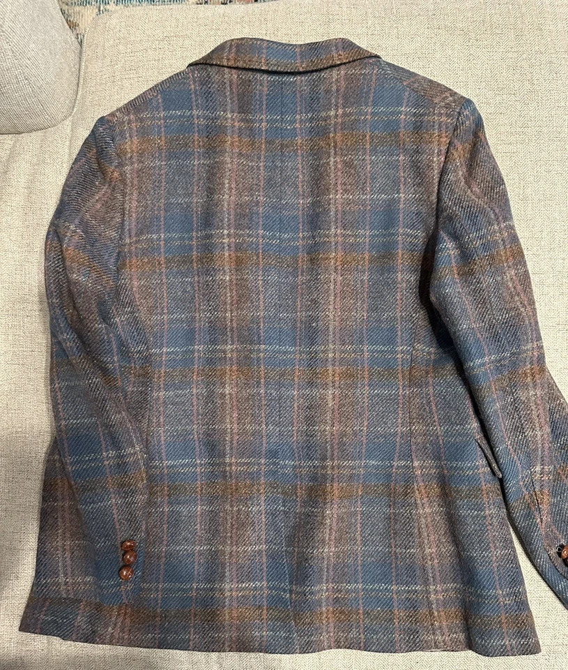 Jaqueta Blazer Lands End Feminina Marrom Rosa Cinza Azul Xadrez Lã Forrada 14 - Imagem 3 de 4