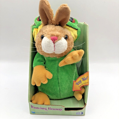 New Vintage Gemmy Dancing Bunny Animated Plush in Frog Costume Easter 2003