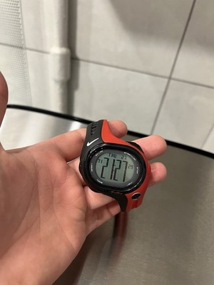 Nike Triax Fury Mens Watch 48mm Gray Digital 50 Lap Black Red WR0142 New Battery