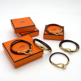 Auth Hermes Jumbo/Double Jumbo GP Leather Brown Bracelet 5PCS W/Box BA060336