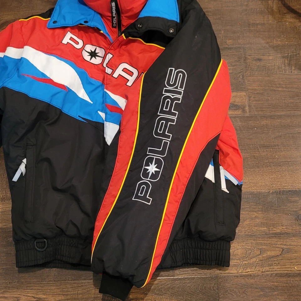 Polaris Snowmobile Racing Winter Bomber Jacket Size Large tall Logo Vintage 90s - Image 3 of 4
