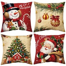 Christmas Pillow Covers 18x18 inch Set of 4, Christmas Decorations Multicolor