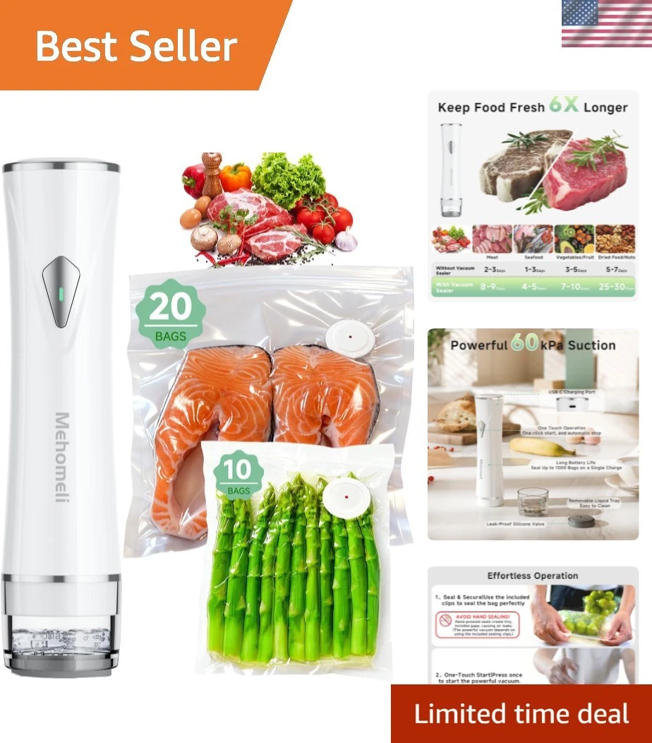 Compact Vacuum Sealer for Food Vacuum Sealer Machine + 30 Reusable Vacuum Bag...