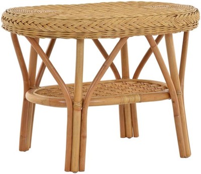 Rattan-Tisch/Ovaler Beistelltisch/Couchtisch Rattantisch Ablage (Oval - Honig)
