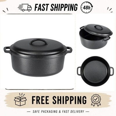 Amazon Basics Pre-Seasoned Cast Iron Dutch Oven, 7-Quart, Black