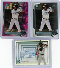 KAHLIL WATSON  2022 1ST BOWMAN CHROME PURPLE LAVA REFRACTOR # 199 + BONUS RC LOT