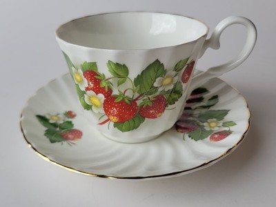 Royal Stuart Fine Bone China Strawberries Tea Cup & Saucer