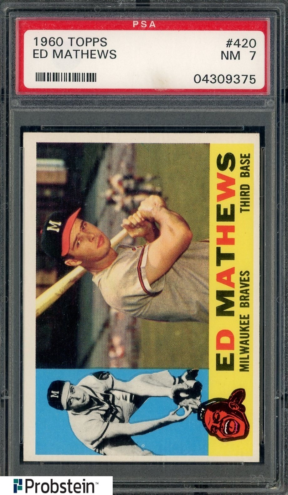 1960 Topps #420 Ed Eddie Mathews Milwaukee Braves HOF PSA 7 NM