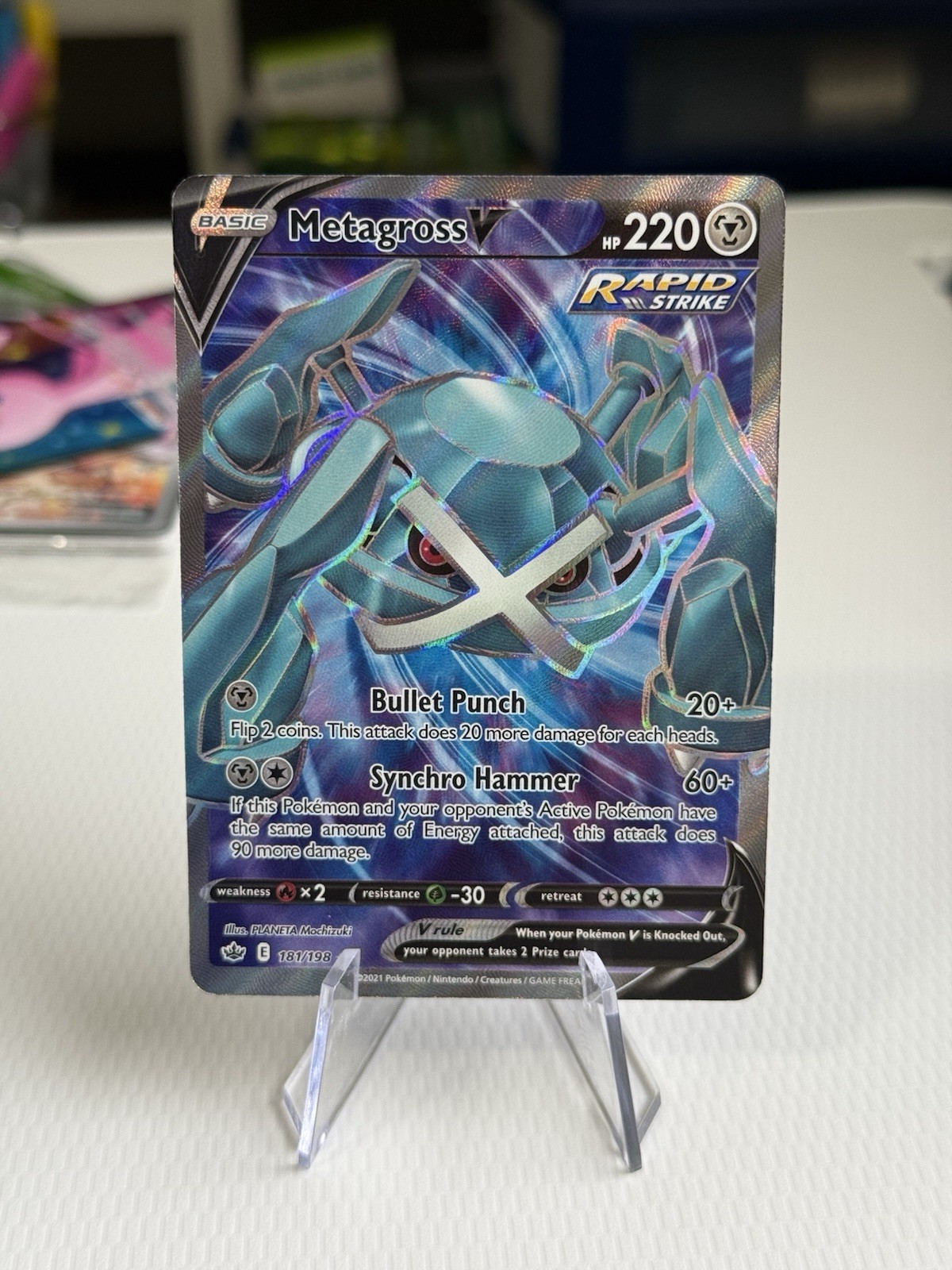 Metagross V Full Art 181/198 SWSH06 Chilling Reign: Ultra Rare Holo - Near Mint