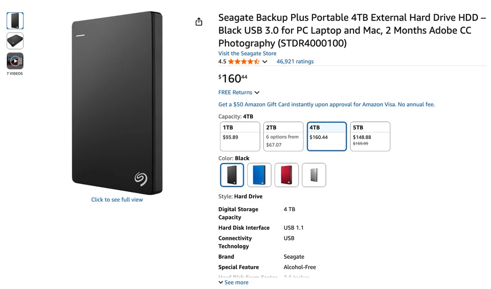 Backup usado 1 vez - Seagate Backup Plus armazenamento portátil 4TB, STDR4000100  - Imagem 2 de 4