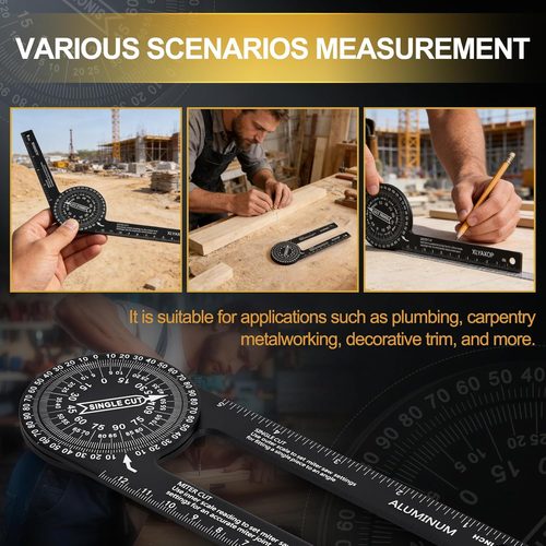 7.3-Inch Aluminum Miter Saw Protractor, Precision Angle Finder for inside & outs - Afbeelding 5 van 7