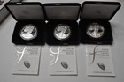 Three (3) 2016-W Proof American Silver Eagle Dollar $1 Box & COA