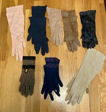 Vintage Lot Of Women Gloves 8 pair 2 leather fancy detail