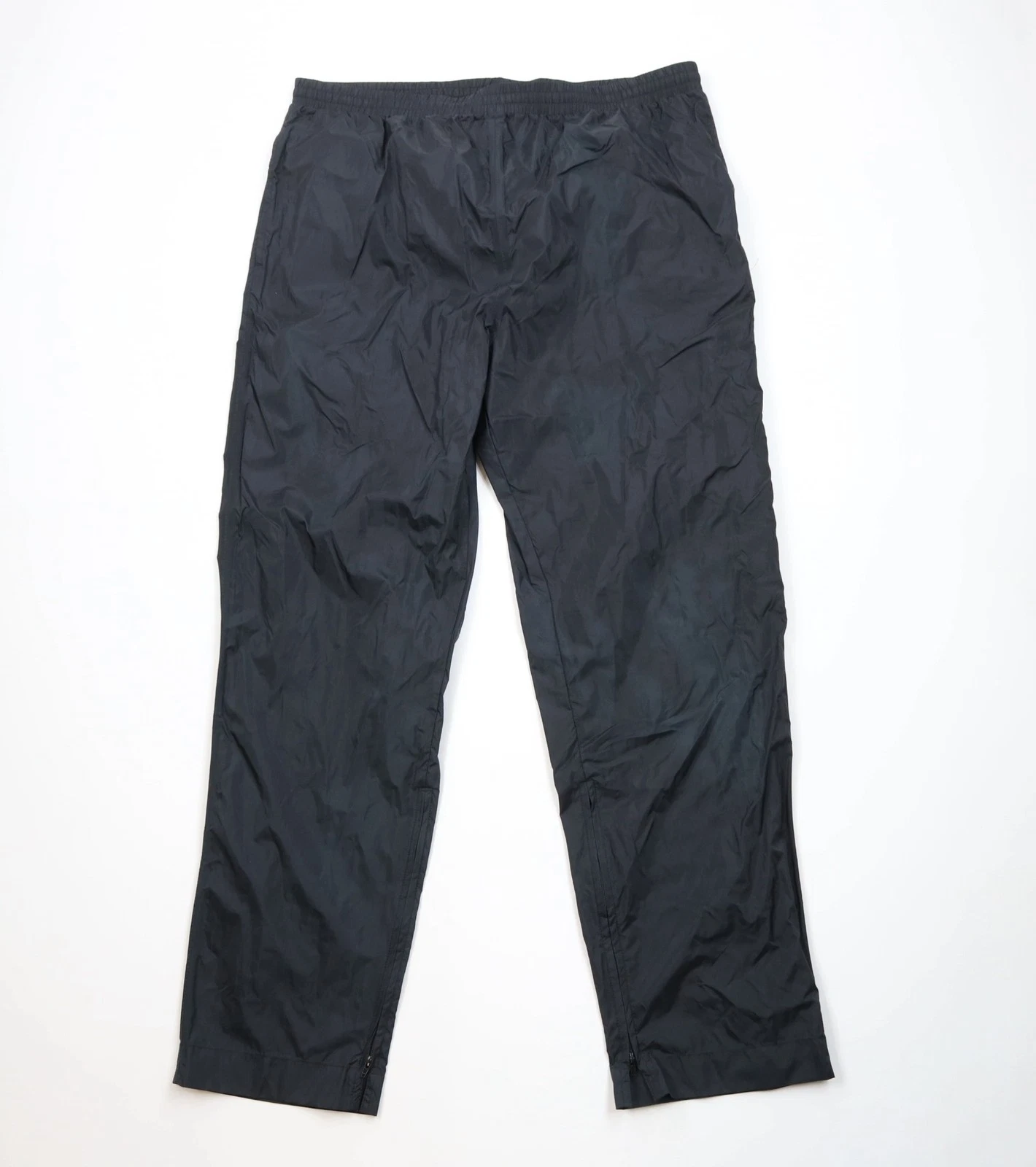 Vtg 90s Streetwear Mens 2XL XXL Distressed Windbreaker Rain Pants Black Nylon