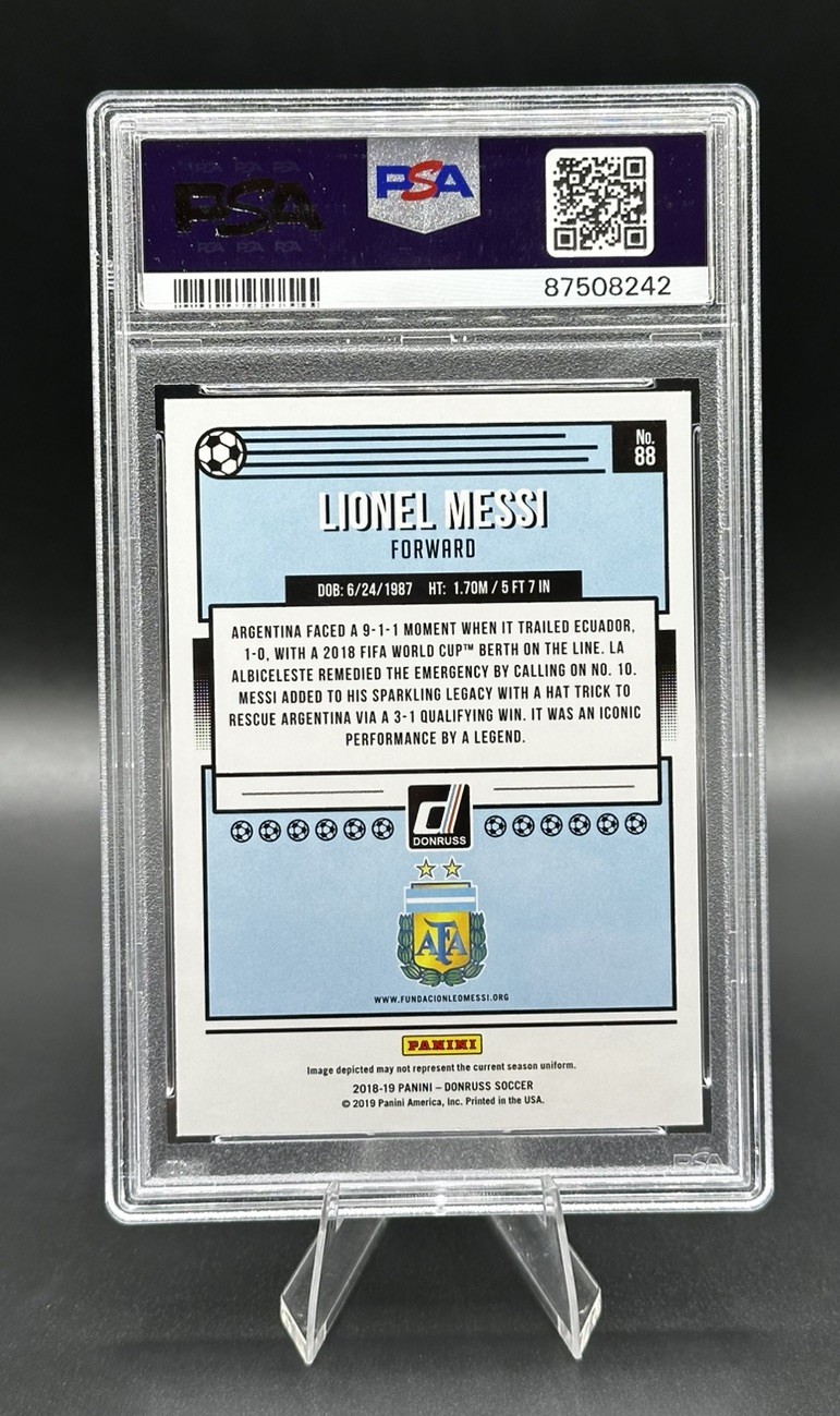 2018 Panini Donruss Soccer #88 LIONEL MESSI ARGENTINA PSA 10 GEM MINT view 4